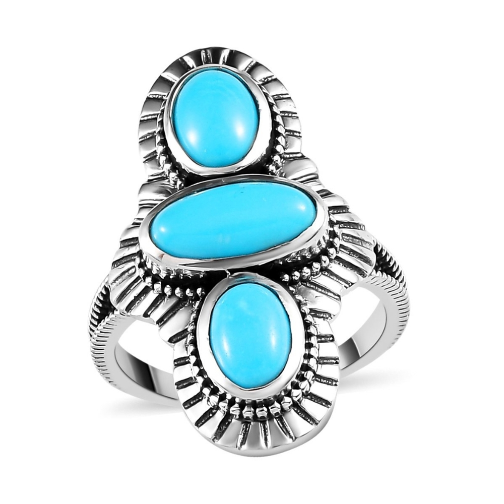 NWT AMERICAN NATURAL SLEEPING BEAUTY TURQUOISE STERLING SILVER RING SZ 7.0